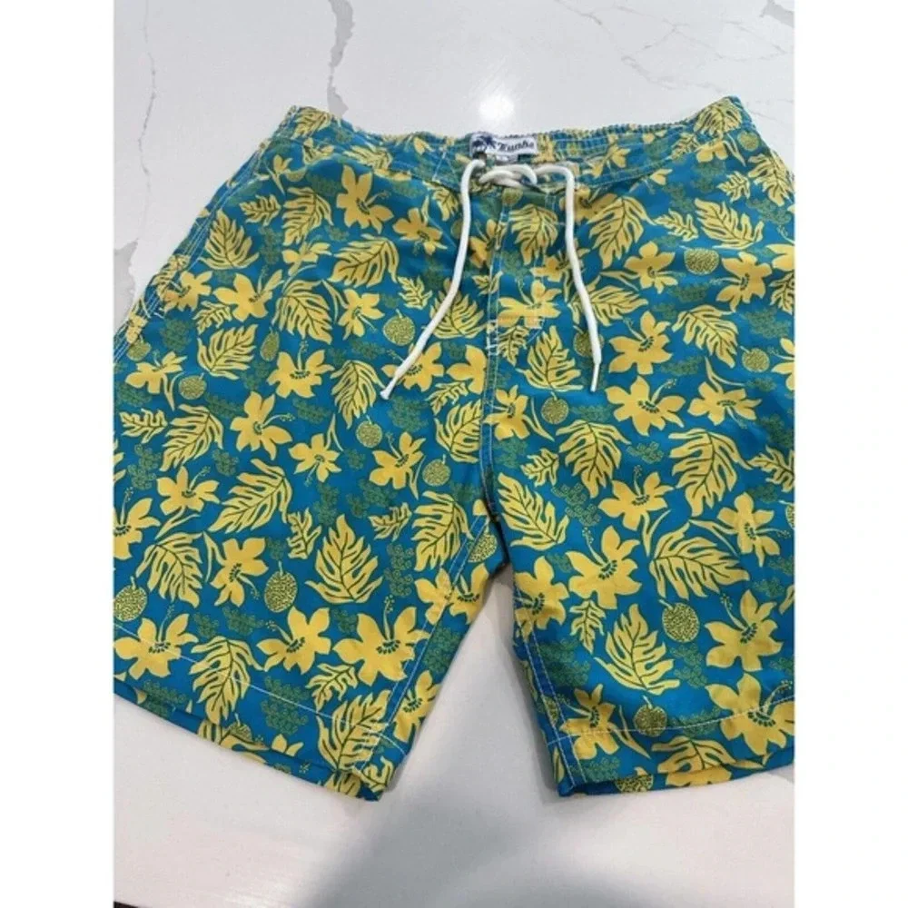 Trunks Surf & Swim Co. Men's Yellow & Teal Swim Trunks Shorts Size 34‎ F0298